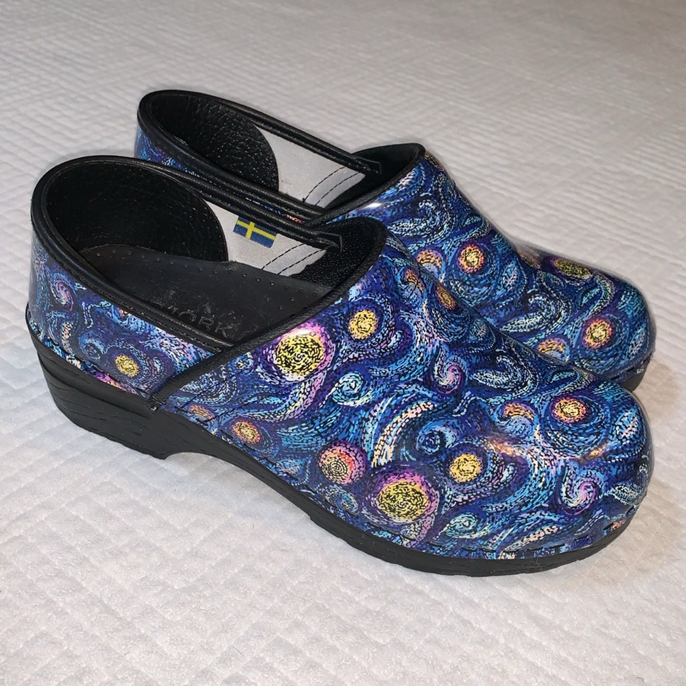 Bjork Swedish Comfort Professional Starry Leather Clogs, Size 37 (US 6.5)